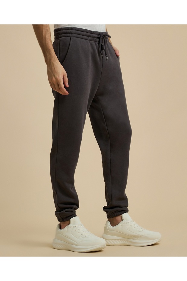 Solid Joggers with Drawstring Waist - 3