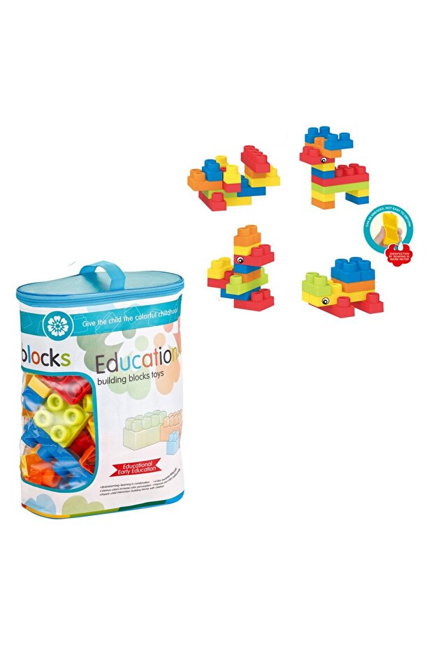 Set of 96 soft plastic building blocks in storage bag Educational Building Block Toys - 1