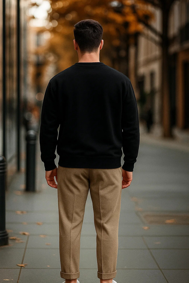 Pánsky ležérny sveter Basic Black Loose - 2