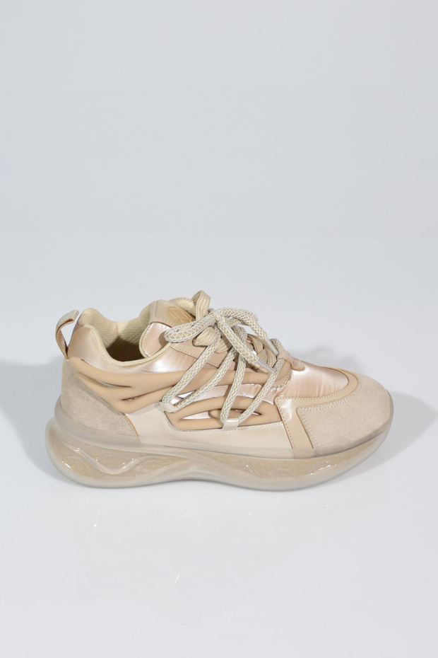 B1014 Women's Thick Sole Lace-Up Sneakers Shoes