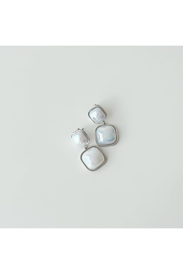 L' Pearl Gray Steel Earring | Steel Earrings