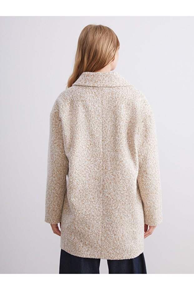 LCW Vision Kruvaze Yaka Oversize Kadın Kaşe Kaban - 5