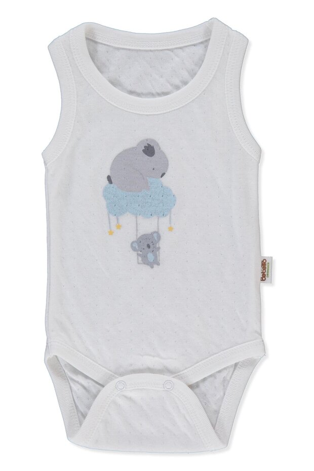 Organic Single Double Athletic Body Suit (Organic Stars and Koalas) Ecru
