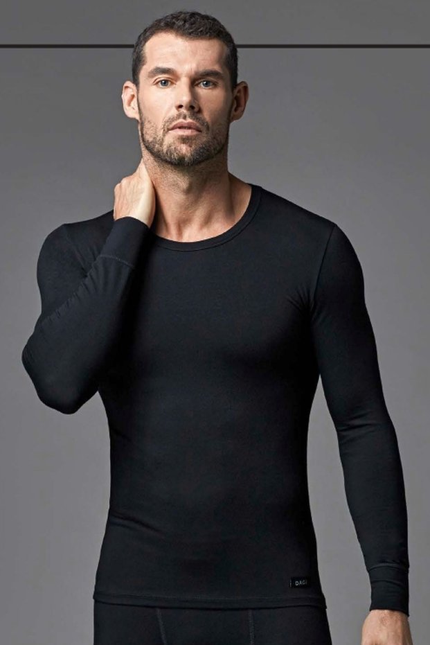 6125 Men's Long Sleeve O-Neck Thermal Top Underwear-Black