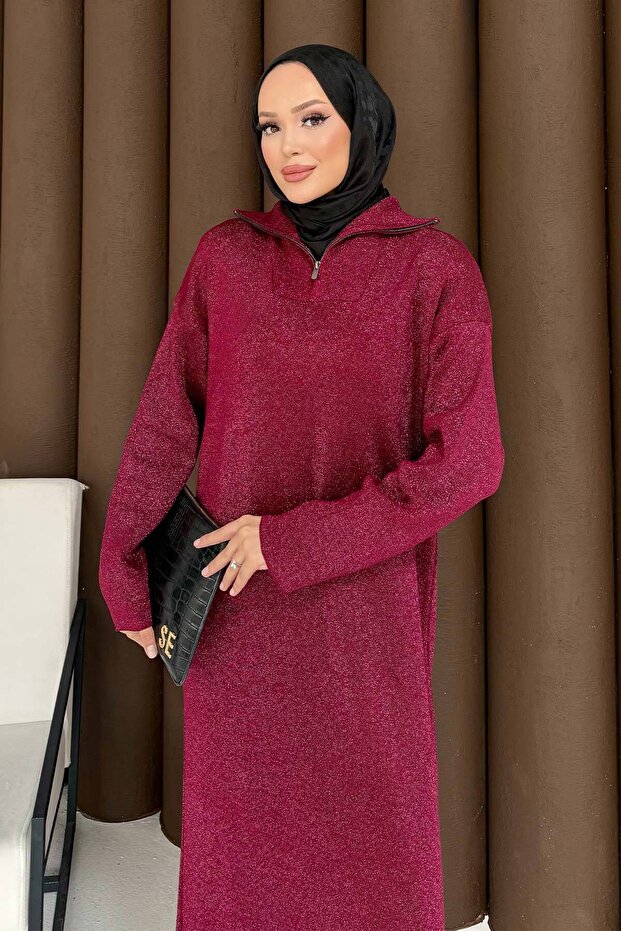 Simli Triko Elbise 32-7510 - 6