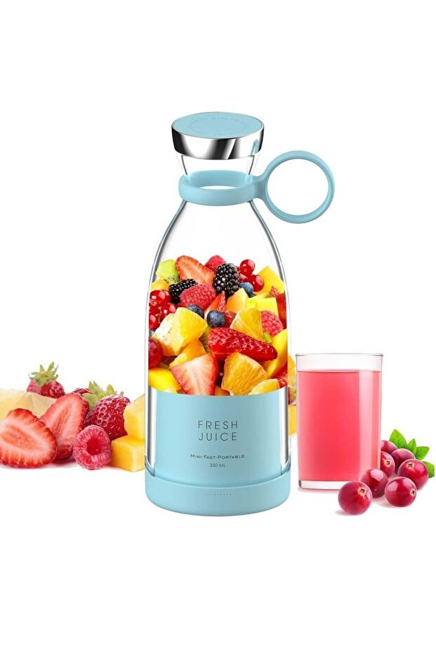 Personal Size USB Rechargeable Mini Blender - 350ml (Blue)