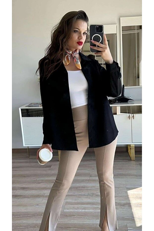 SİYAH KADİFE GÖMLEK - 1