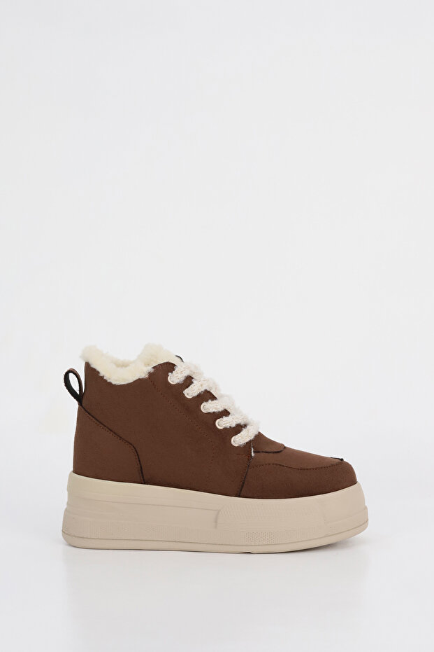 Frm 034 Fur Detail Lace up Boots