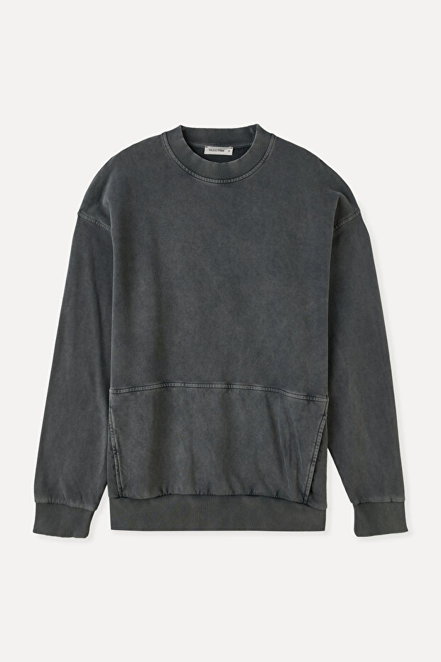 KANGURU CEPLİ OVERSIZE SWEATSHIRT - 1