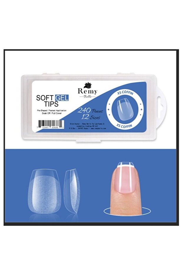 XS Soft Gel Nail Tips Coffin 240 Pcs of 12 sizes Kit