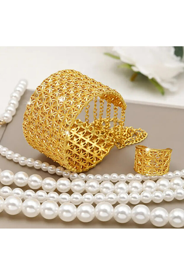 ALTIN KAPLAMA KELEPÇE SET - 1