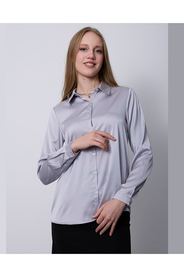 Satin Surface Fitted Shirt - 2
