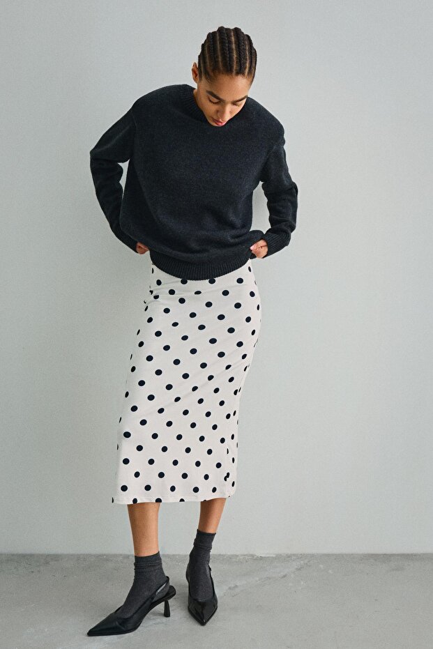 Baskılı midi etek - 1