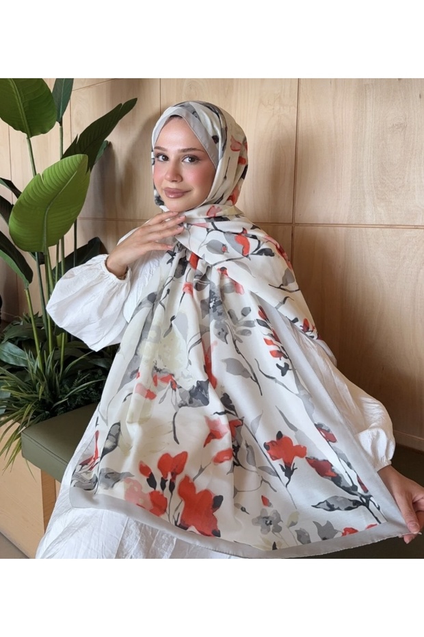 Mineleşarp Autumn Color Tones Soft Pattern Transition Cotton Shawl - 4