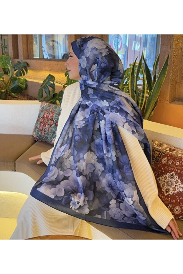 Mineleşarp Autumn Color Tones Soft Pattern Transition Cotton Shawl - 3