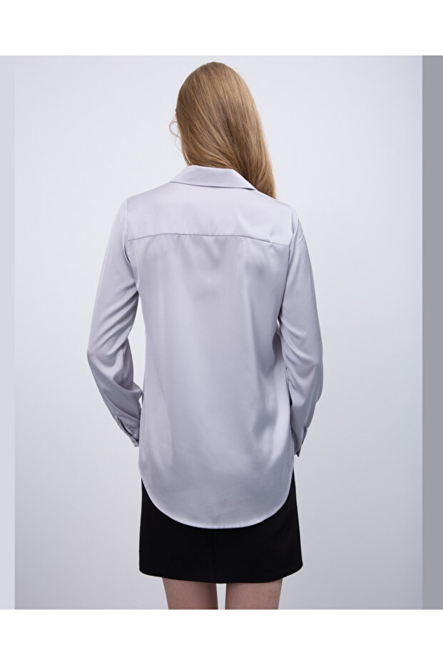 Satin Surface Fitted Shirt - 3
