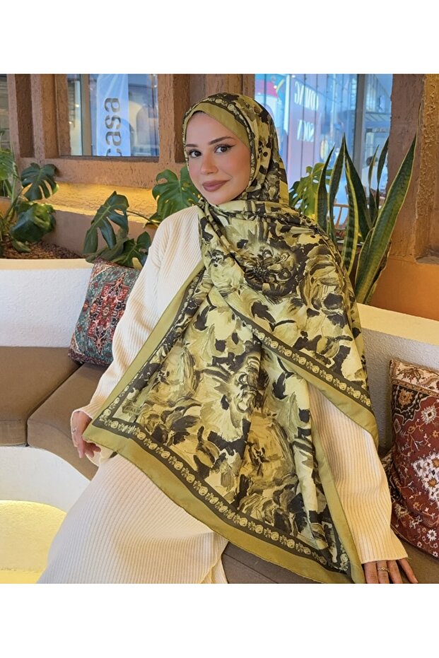 Mineleşarp Autumn Color Tones Soft Pattern Transition Cotton Shawl - 2
