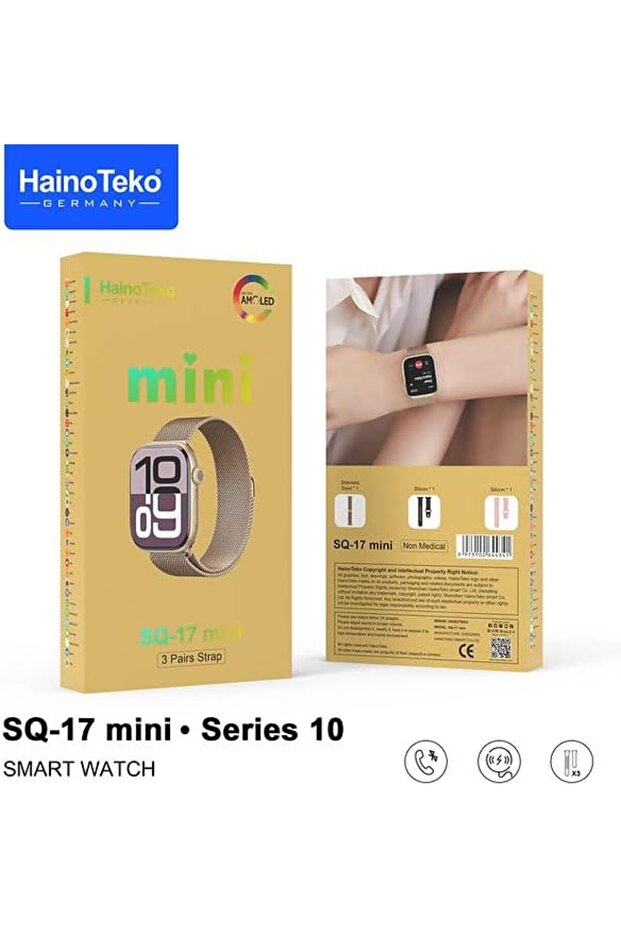 SQ17 Smart Watch with AMOLED Display 3 Pair Straps - 5