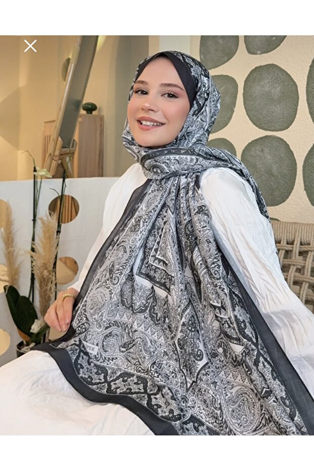 Mineleşarp Retro Pattern Soft Scarf - 1