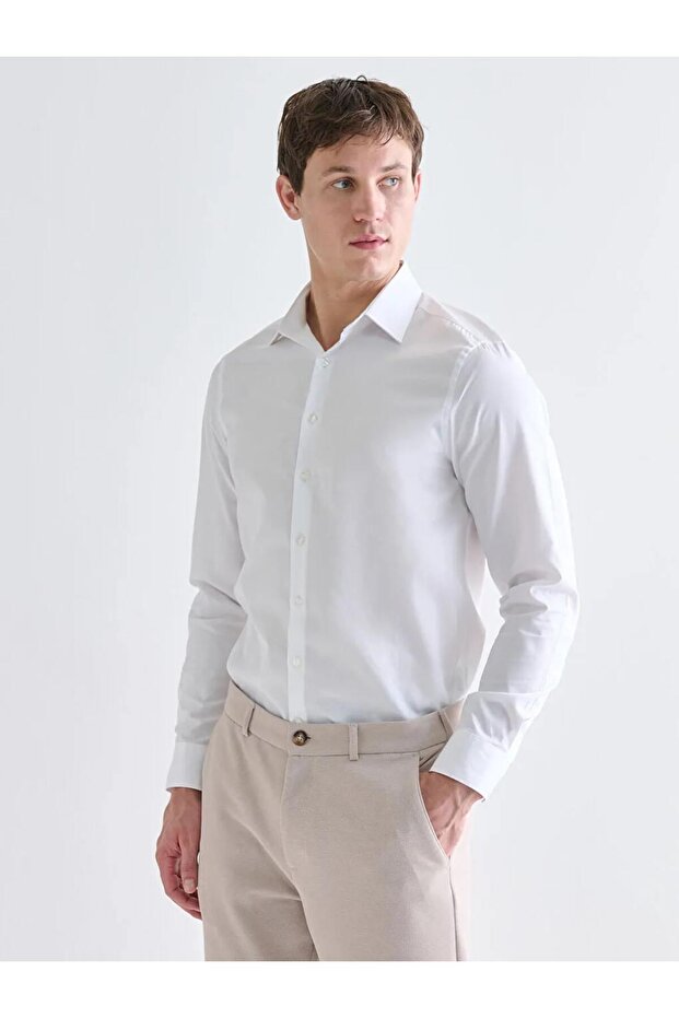 LCWAIKIKI Formal Slim Fit Uzun Kollu Gabardin Erkek Gömlek-9 - 5