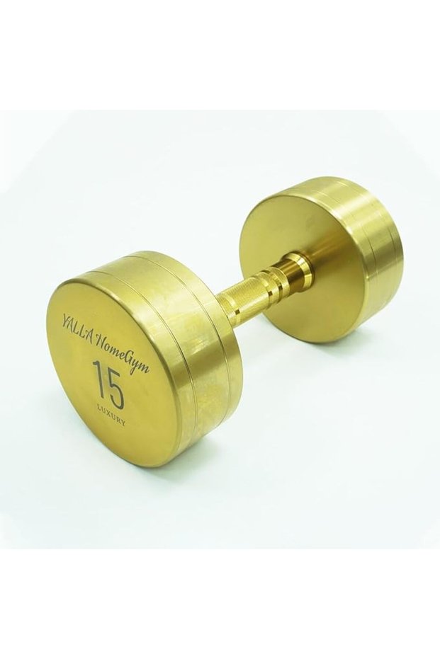 15 kg Single Luxury Gold Colored Premium Round Dumbbell, For Training, Gift & Showcase