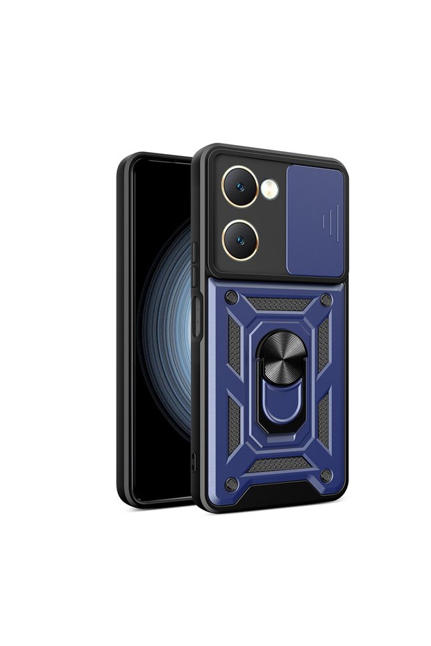 Vivo Y18 Case Camera Protected Armor Tank Sliding Vega Cover Blue
