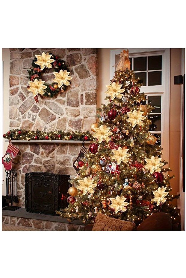 14 CM Klipsli Yapay Çiçek Süs Yılbaşı Çam Ağacı Süsü Yapay Çiçek 2 Adet - 3