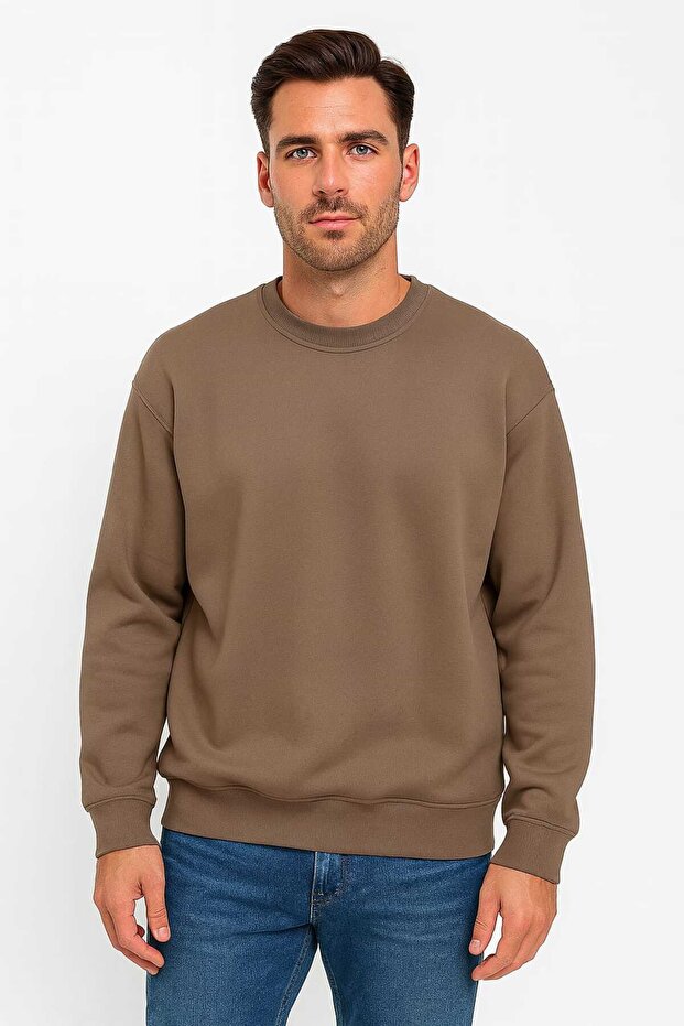 Solid Color Oversize Three-String Men's Sweatshirt - 1