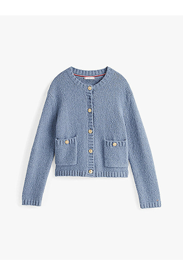 kadın textured gold button hırka - 5