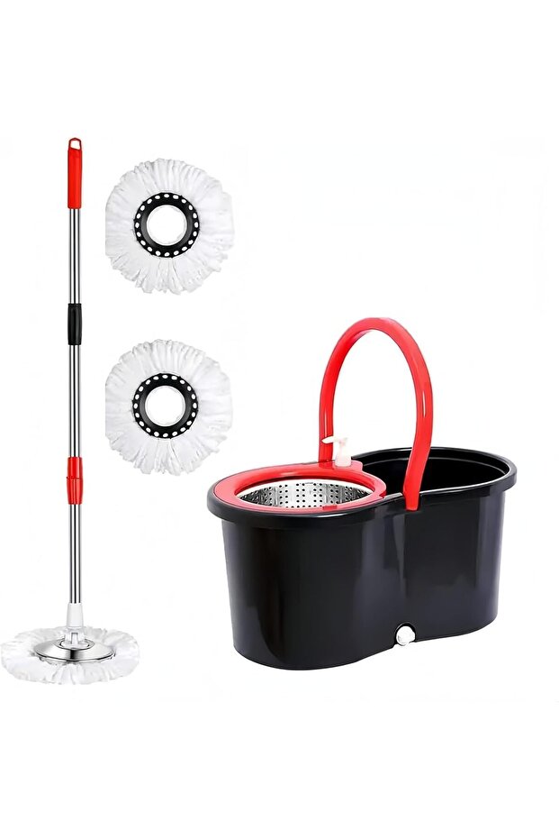 Spin Mop and Bucket with Wheels, Extendable Handle,360 Spinning Mop for Floor Cleaning Includes 2 Mi - 4