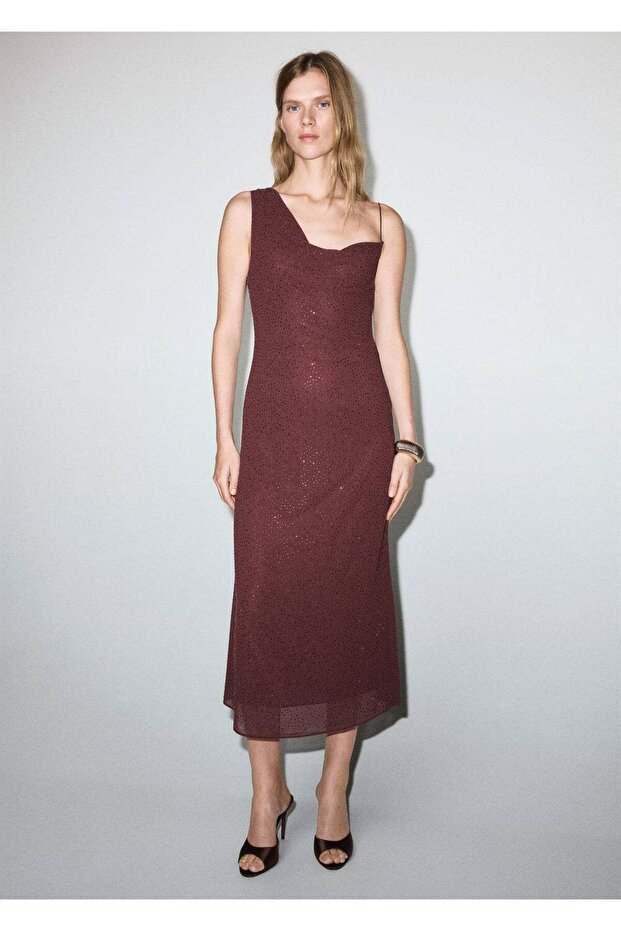 Strass asimetrik elbise - 2