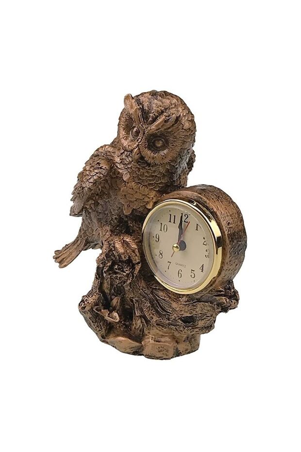 Owl-shaped table clock, Brown, 18 cm - 2
