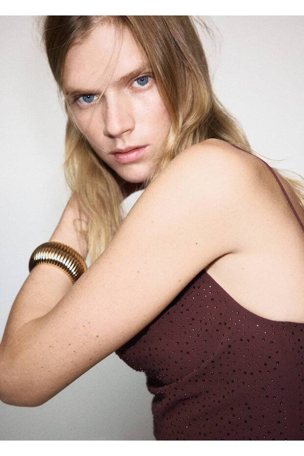 Strass asimetrik elbise - 7