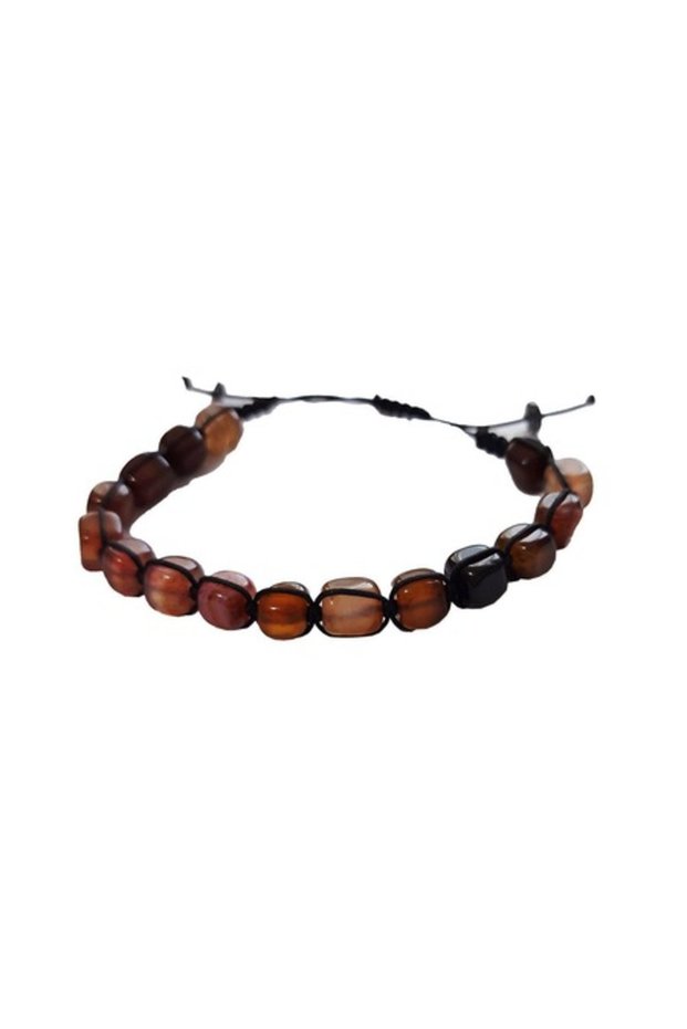 Adjustable cord bracelet, Brown Stone