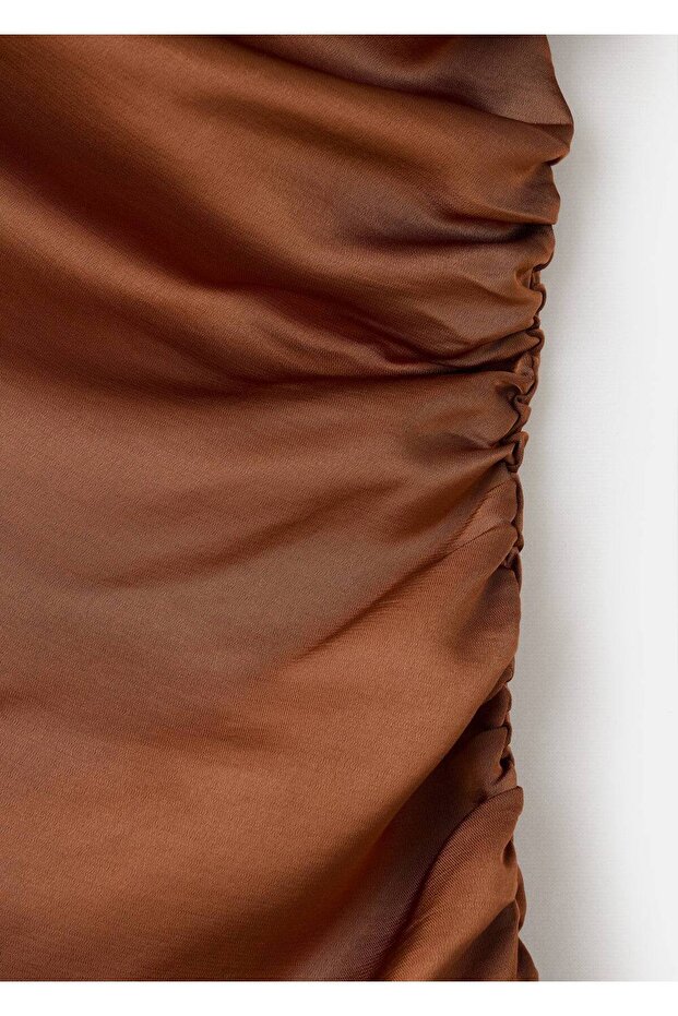 Asimetrik saten elbise - 6