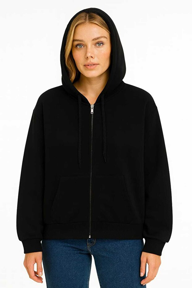 سترة بغطاء للرأس ذات لونين للجنسين - 1