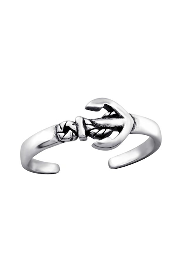 Silver toe ring, Anchor, Adjustable - 1