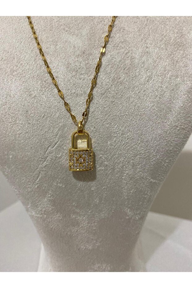 Kilit Model Çelik Kolye - 4