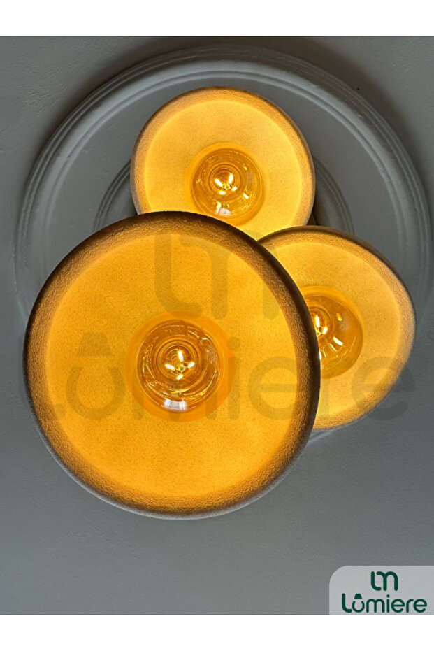 Beton Görünümlü İskandinav &Bohem Tarz 3’lü Sarkıt Avize -Profesyonel Tasarım,Gün Işığı Ampul İçerir - 3