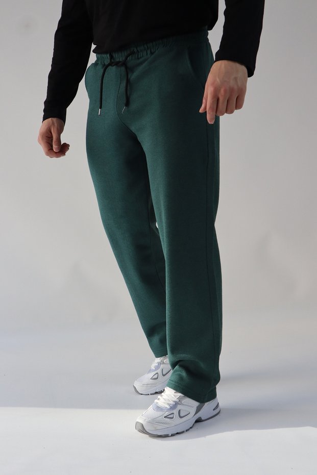 Knitted Fabric Relaxed Fit Sports Baggy Leg Sweatpants