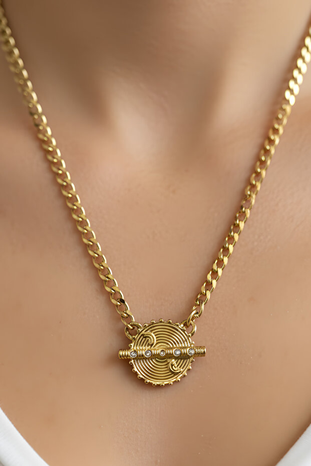 Radiant Circle Çelik Kolye - 2