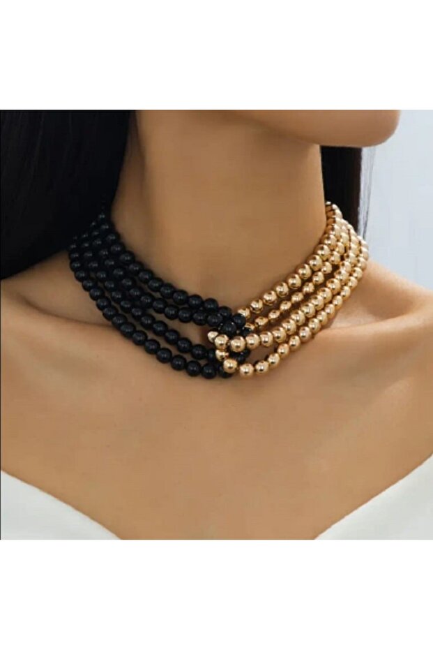 Donna Katmanlı Boncuklu Kolye Modeli - 1