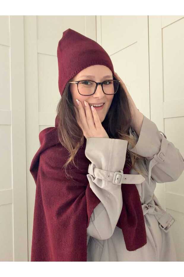 طقم وشاح وقبعة ناعم الملمس