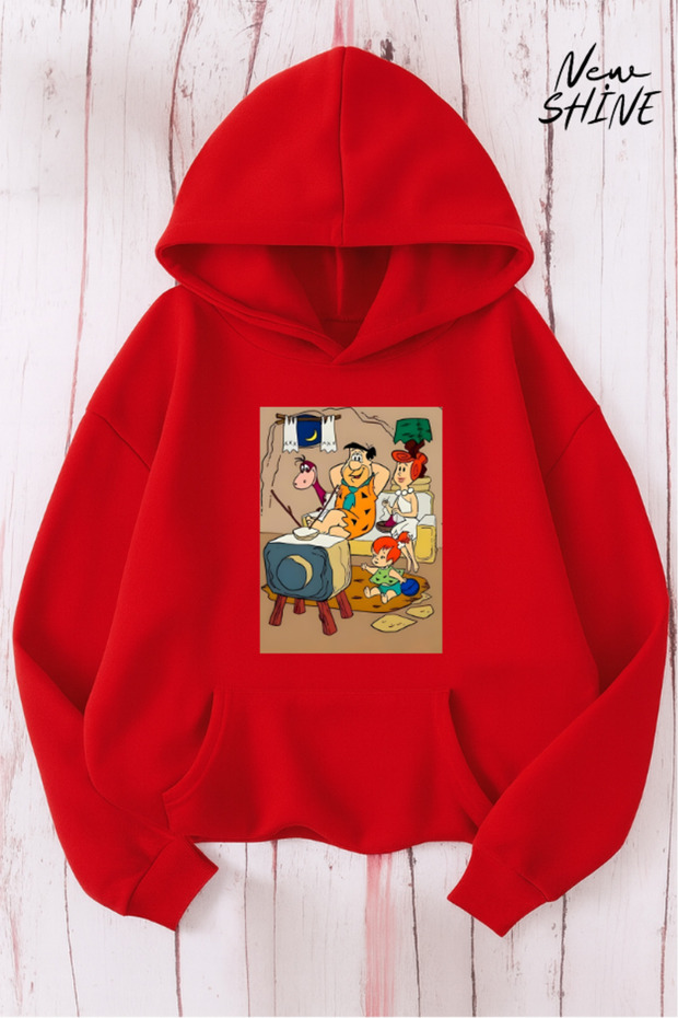 Flintstone Family Printed Hooded Sweatshirt