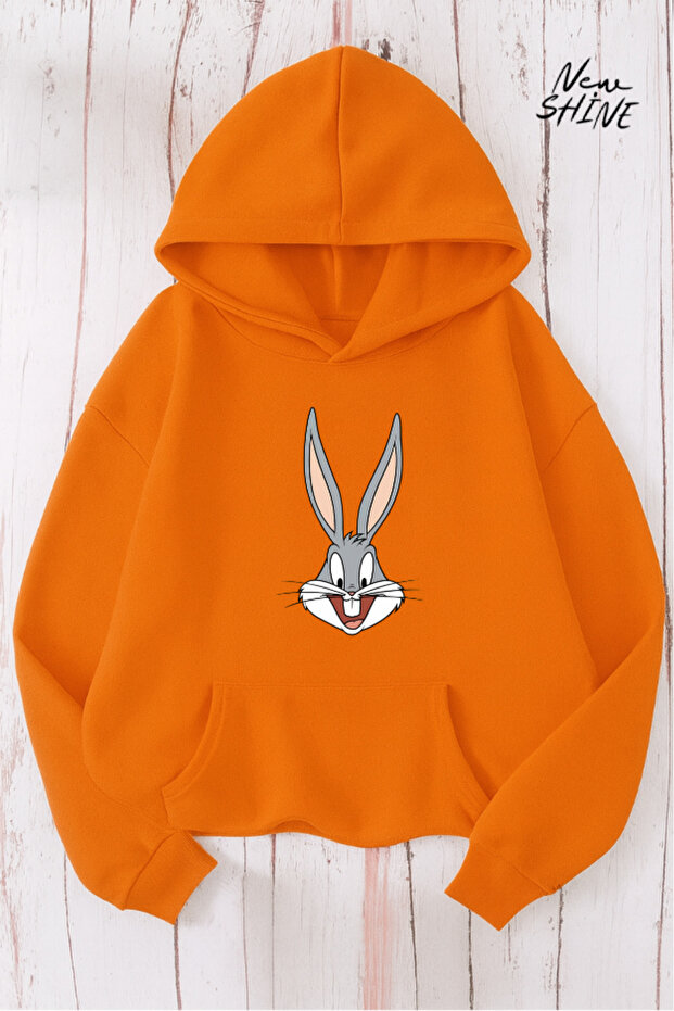 Bugs Bunny Baskılı Kapüşonlu Sweatshirt - 1