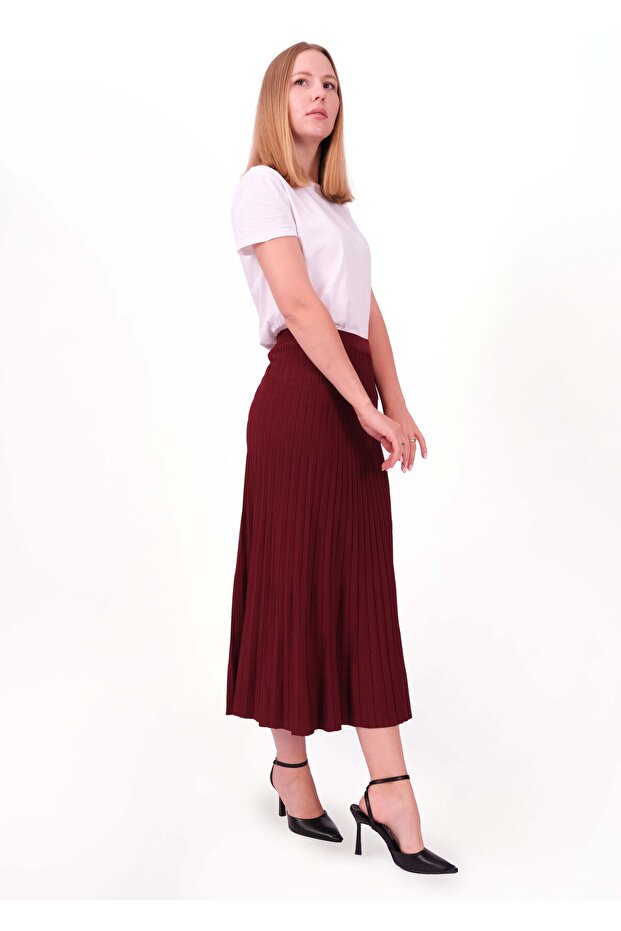 Kadın pliseli triko etek - 2