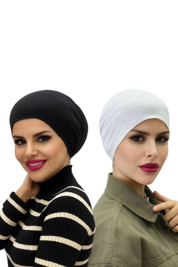 2 Pcs Hijab Elastic Non-Slip Seamless Snap-On Sea Cap Practical Cap - 1