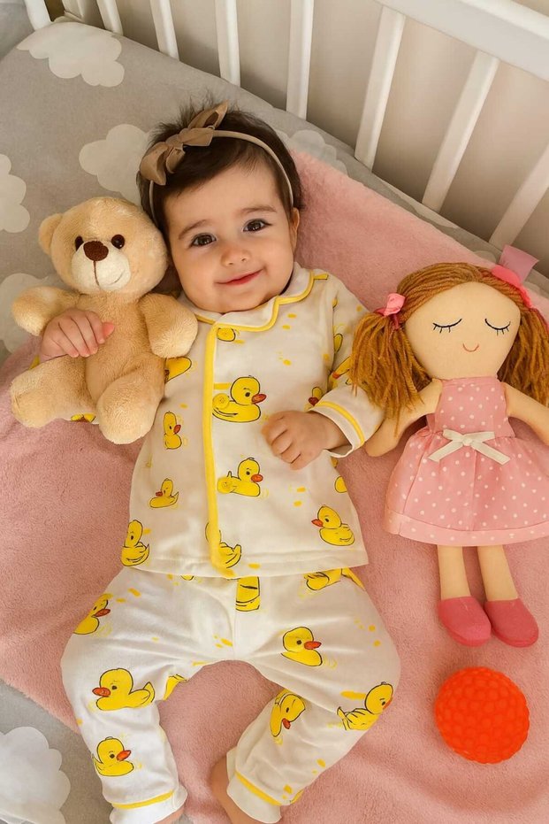 100% Cotton Pajama Set with Colorful and Cute Characters for Babies Aged 6-24 Months