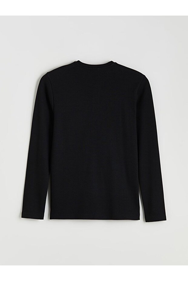 Bisiklet Yaka Uzun Kollu Erkek Pijama Üst - 6