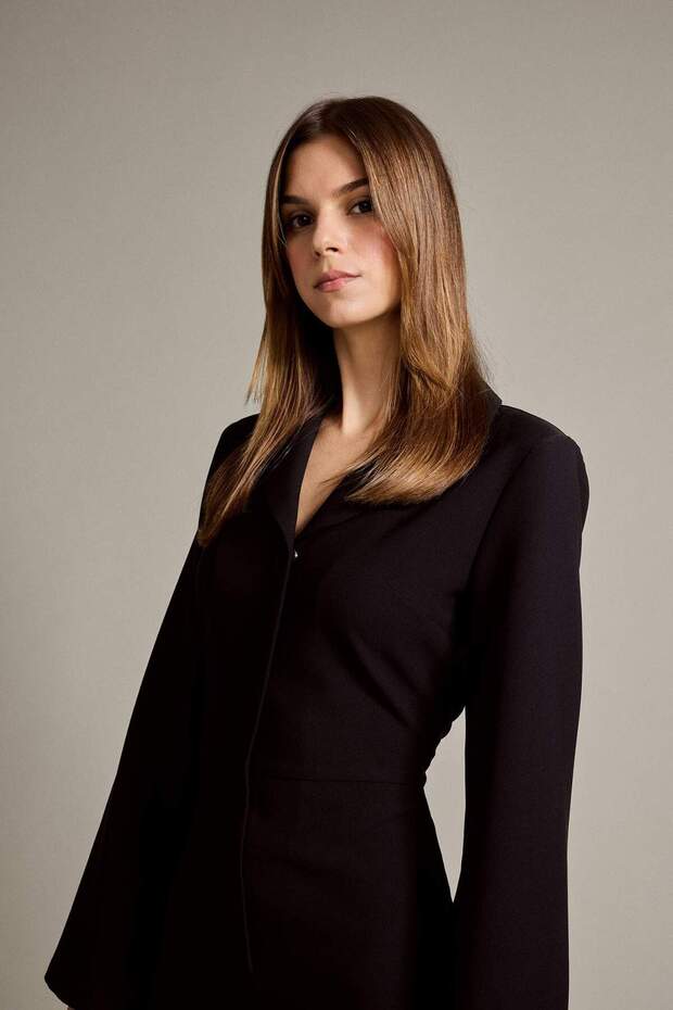 Fitted Krep Uzun Kollu Kısa Tulum G1770AX25WN - 6